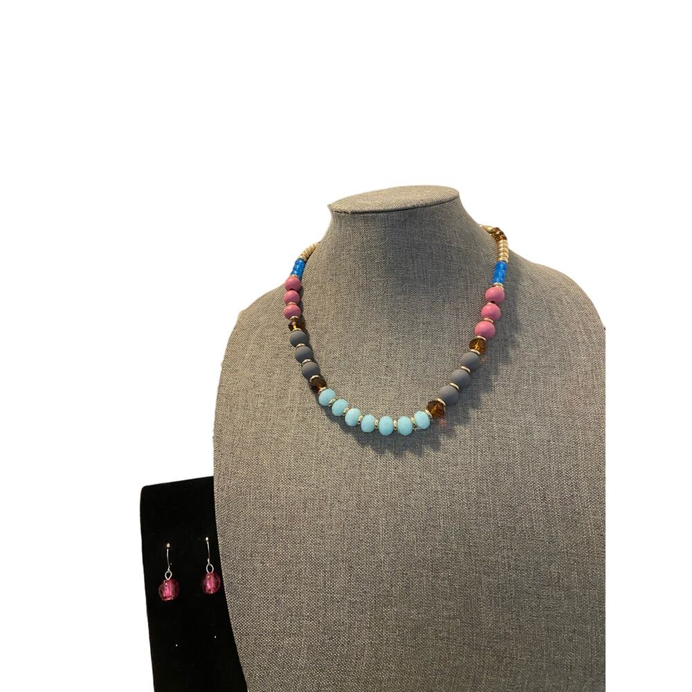 colorful Bead Necklace with earrings